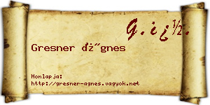 Gresner Ágnes névjegykártya